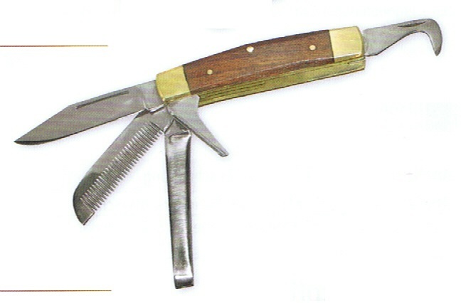 Mähnenklinge mit Holzgriff Reitermesser mit Hufauskratzer Rinnmesser 